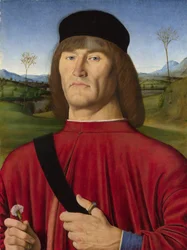 Man met een roze anjer